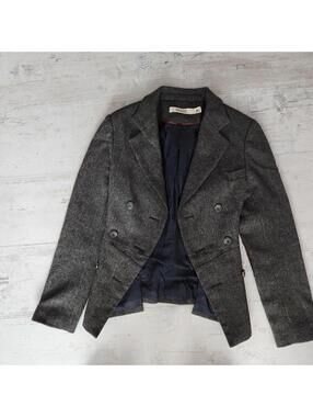 Flawless DAZZLE tweed gray brown blazer jacket suede elbow see meaure S?